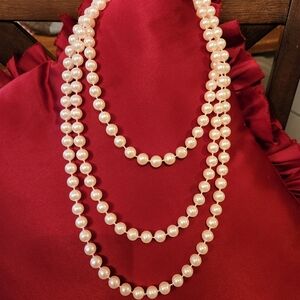 Elegant Super Long Faux Pearl Necklace 70" Versatile